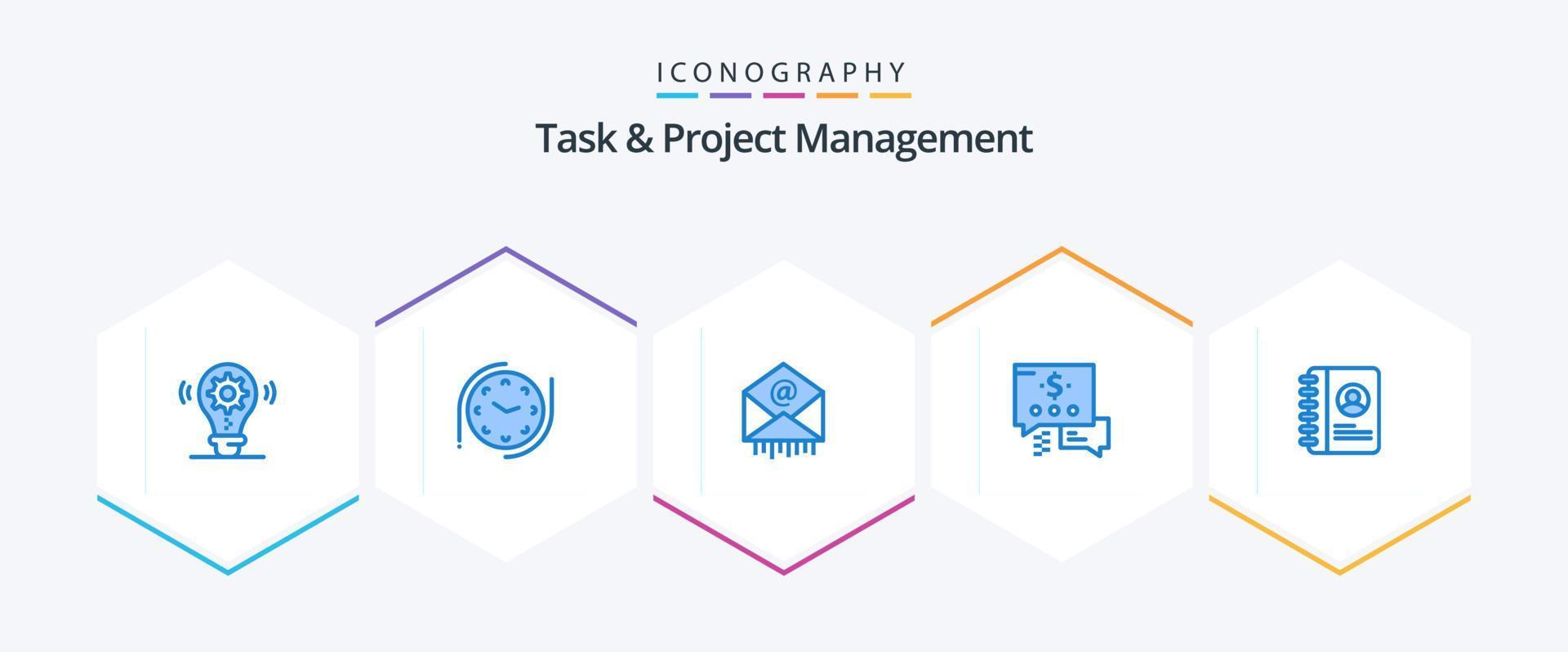 Task And Project Management 25 Blue icon pack including . contact. mail. book. mail vector