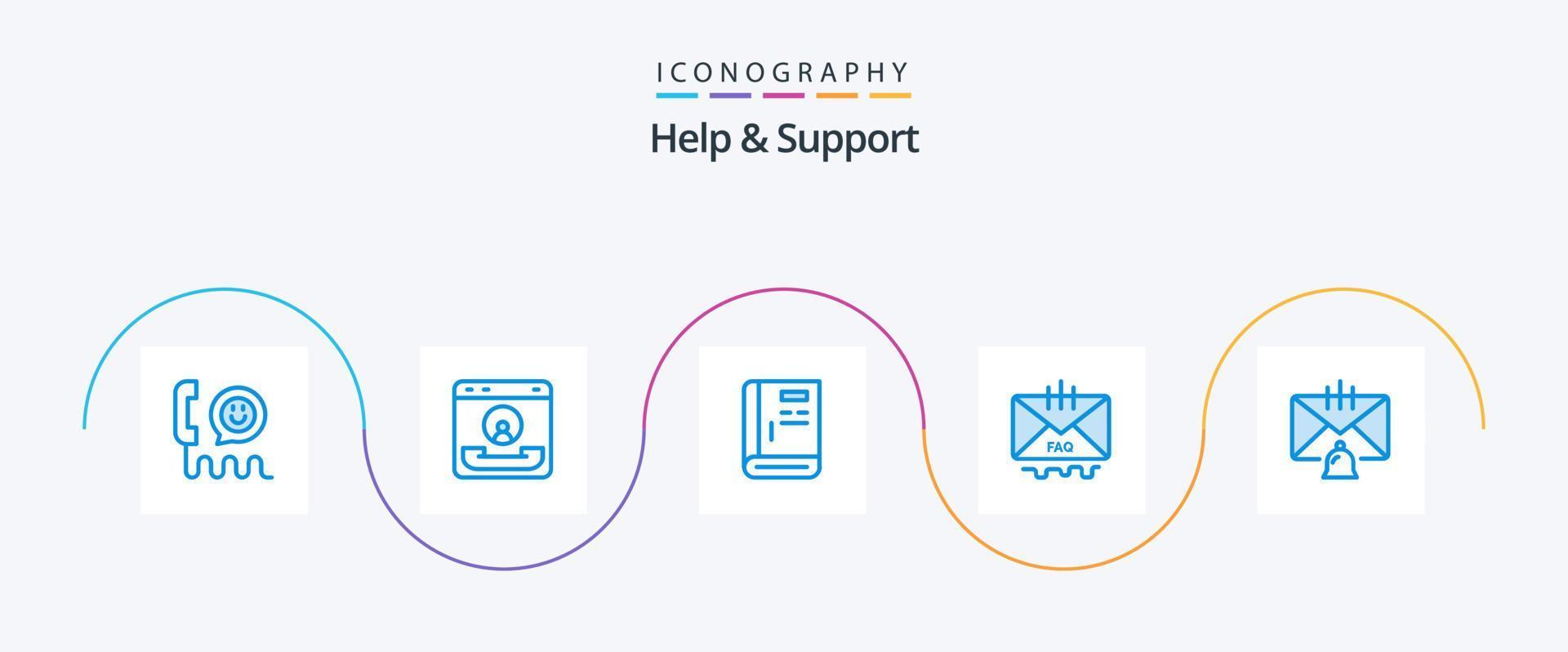 Help And Support Blue 5 Icon Pack Including email. communication. contact. support. guide vector