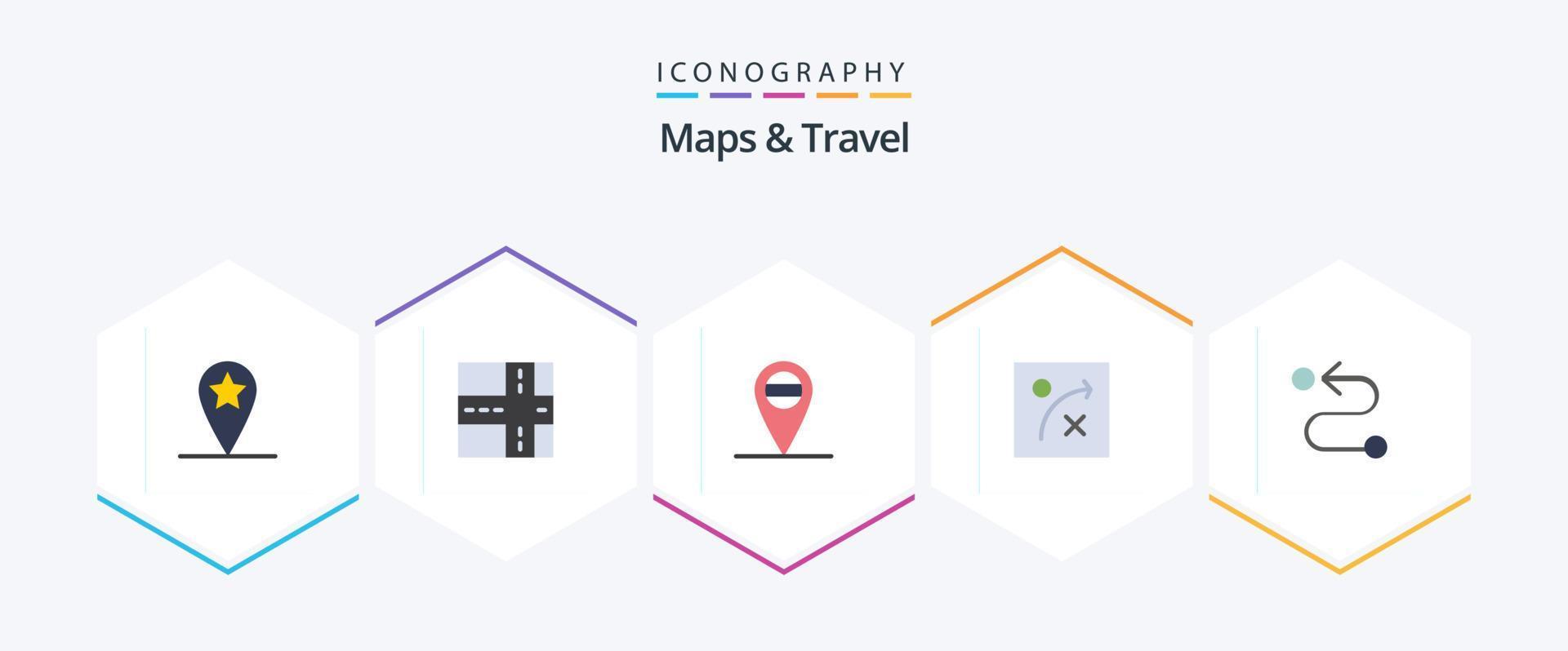 Maps and Travel 25 Flat icon pack including . road. vector