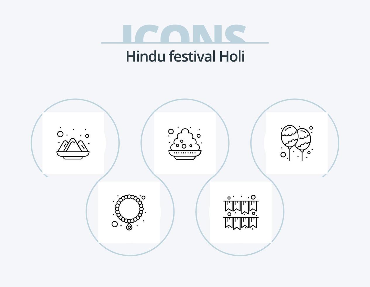 Holi Line Icon Pack 5 Icon Design. food. turban. celebrate. person. indian vector