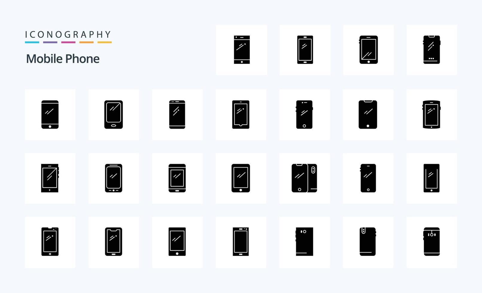 25 Mobile Phone Solid Glyph icon pack vector