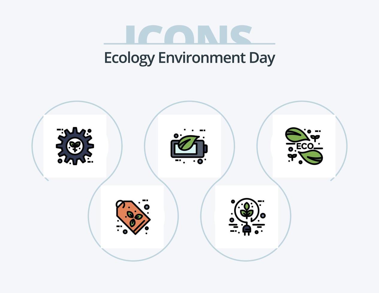Ecology Line Filled Icon Pack 5 Icon Design. power. electric. illumination. eco. light vector