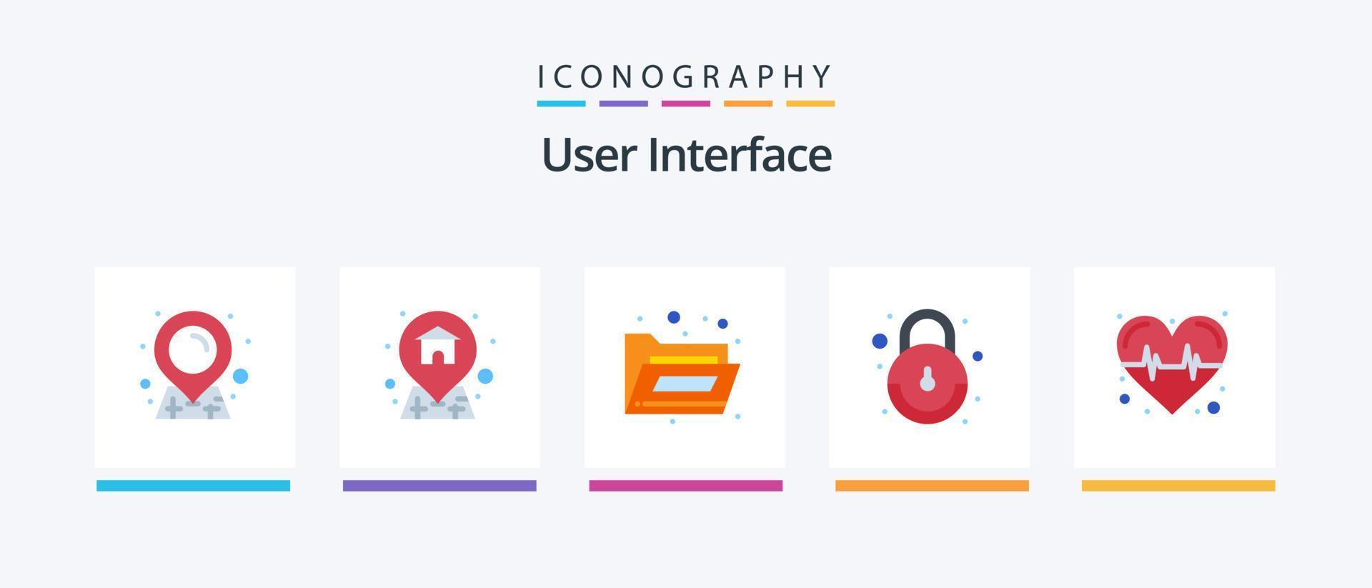 User Interface Flat 5 Icon Pack Including . storage. pulse. health. Creative Icons Design vector