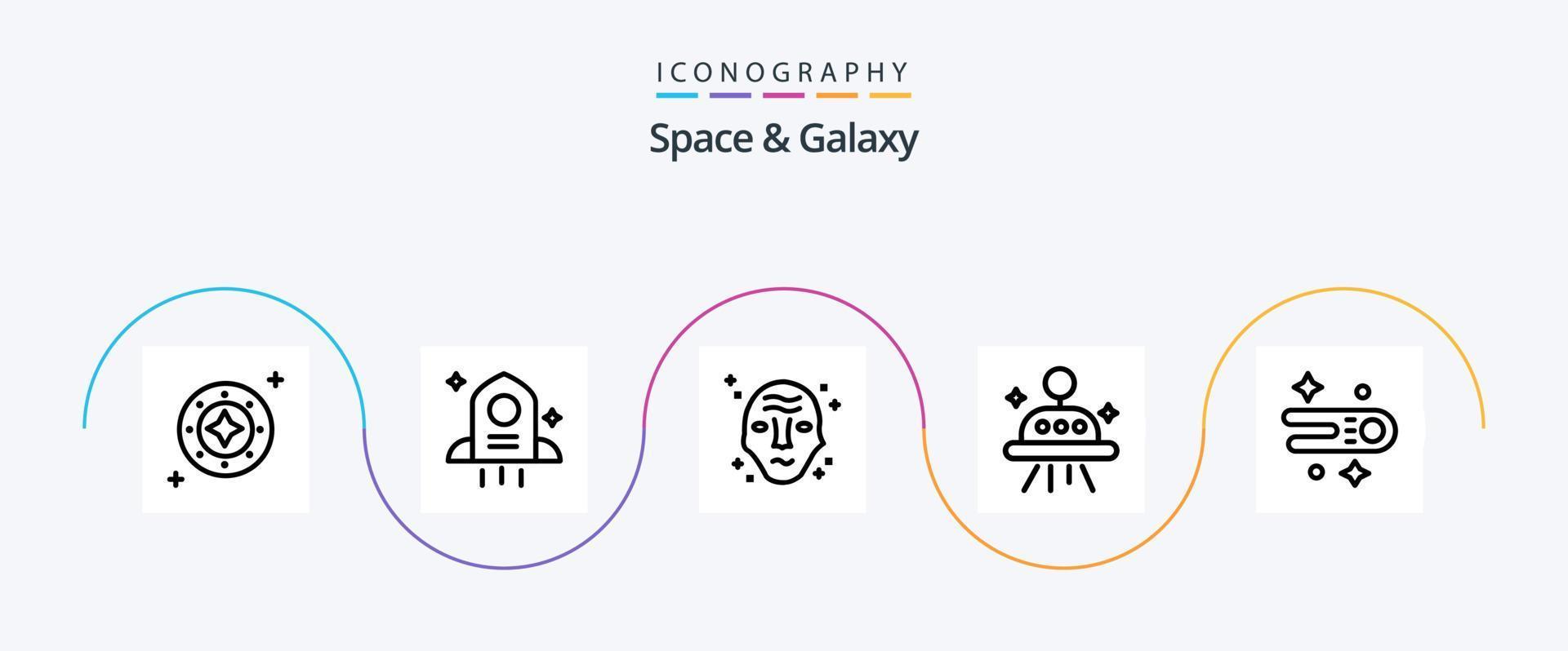 Space And Galaxy Line 5 Icon Pack Including astronomy. space. space. astronomy. space vector