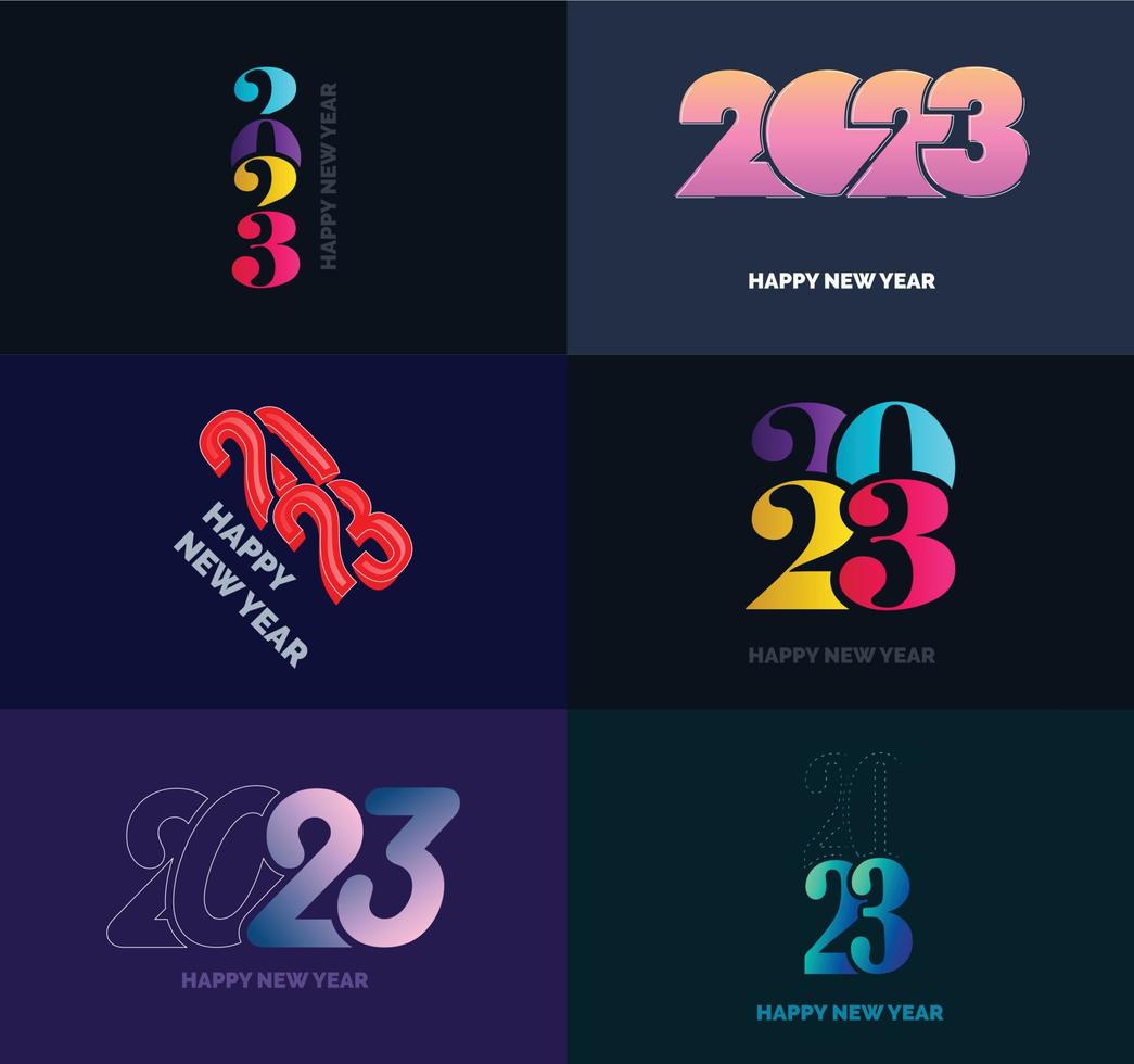 Big Set of 2023 Happy New Year logo text design 2023 number design template vector