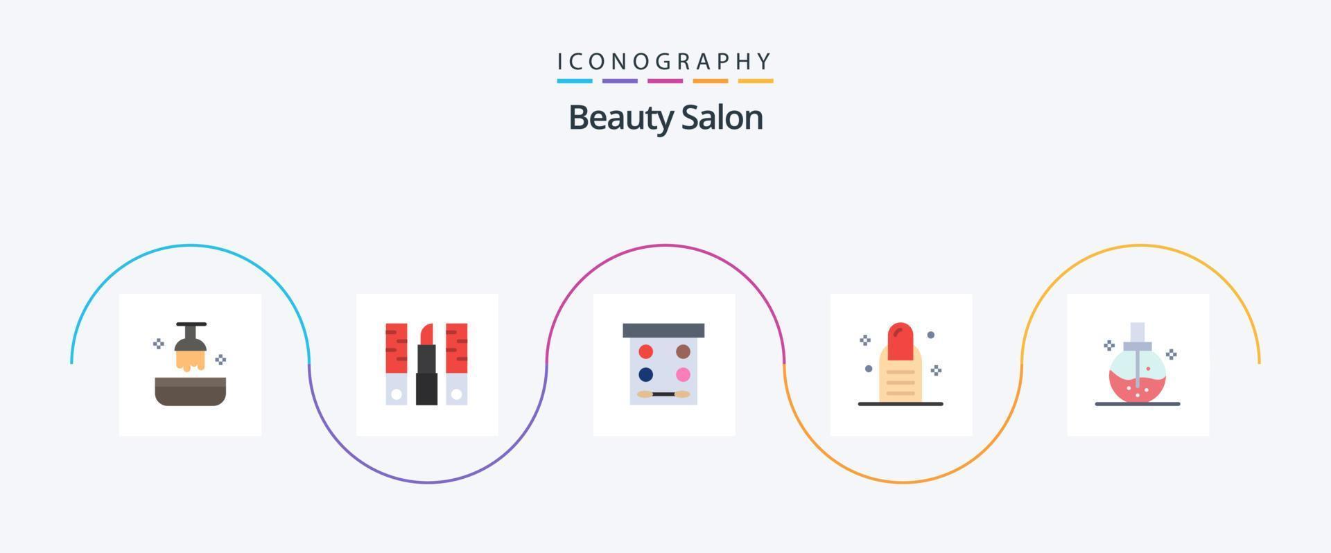 Beauty Salon Flat 5 Icon Pack Including care. salon. makeup. pedicure. powder vector