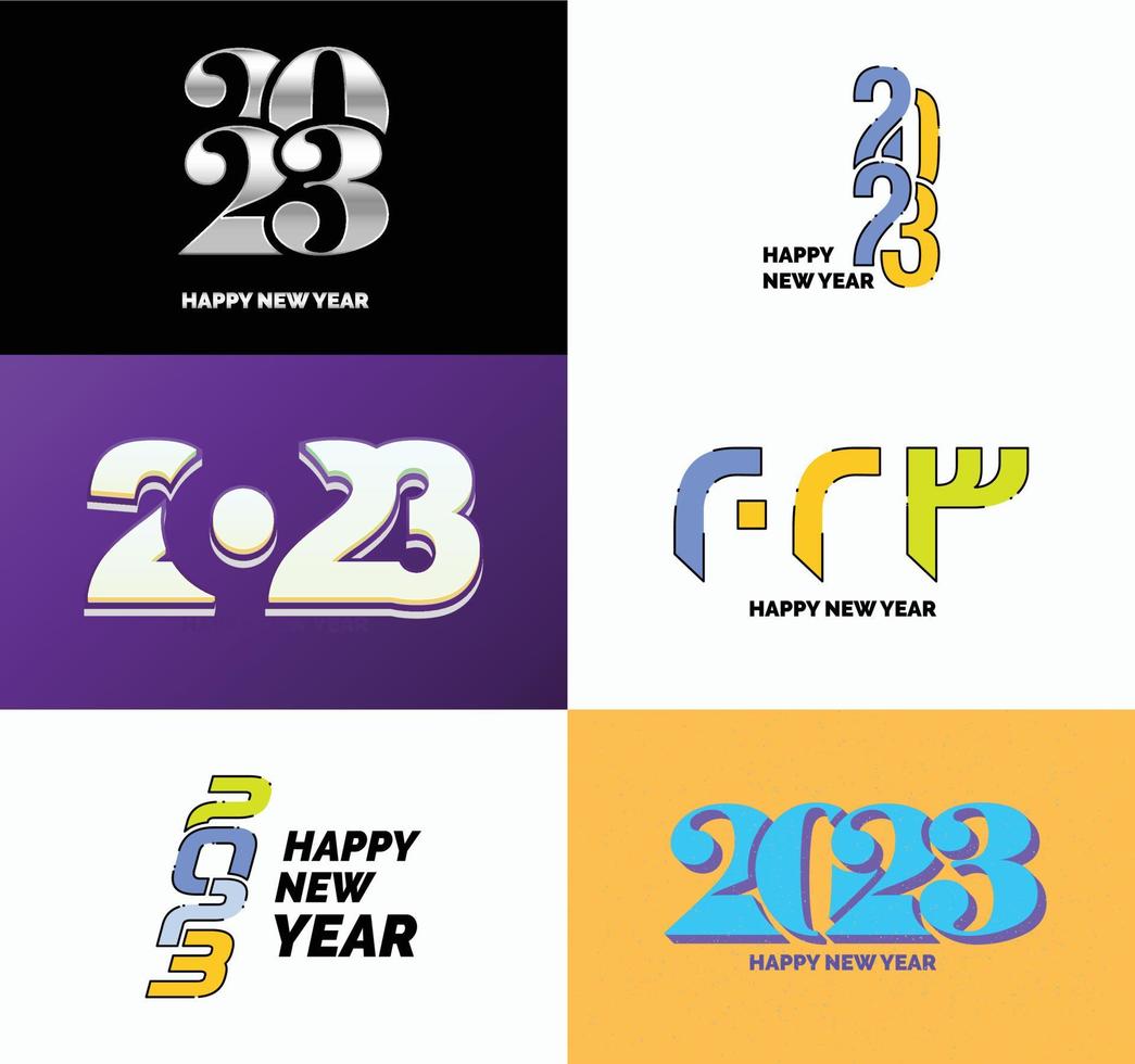 Big Collection of 2023 Happy New Year symbols Cover of business diary for 2023 with wishes vector