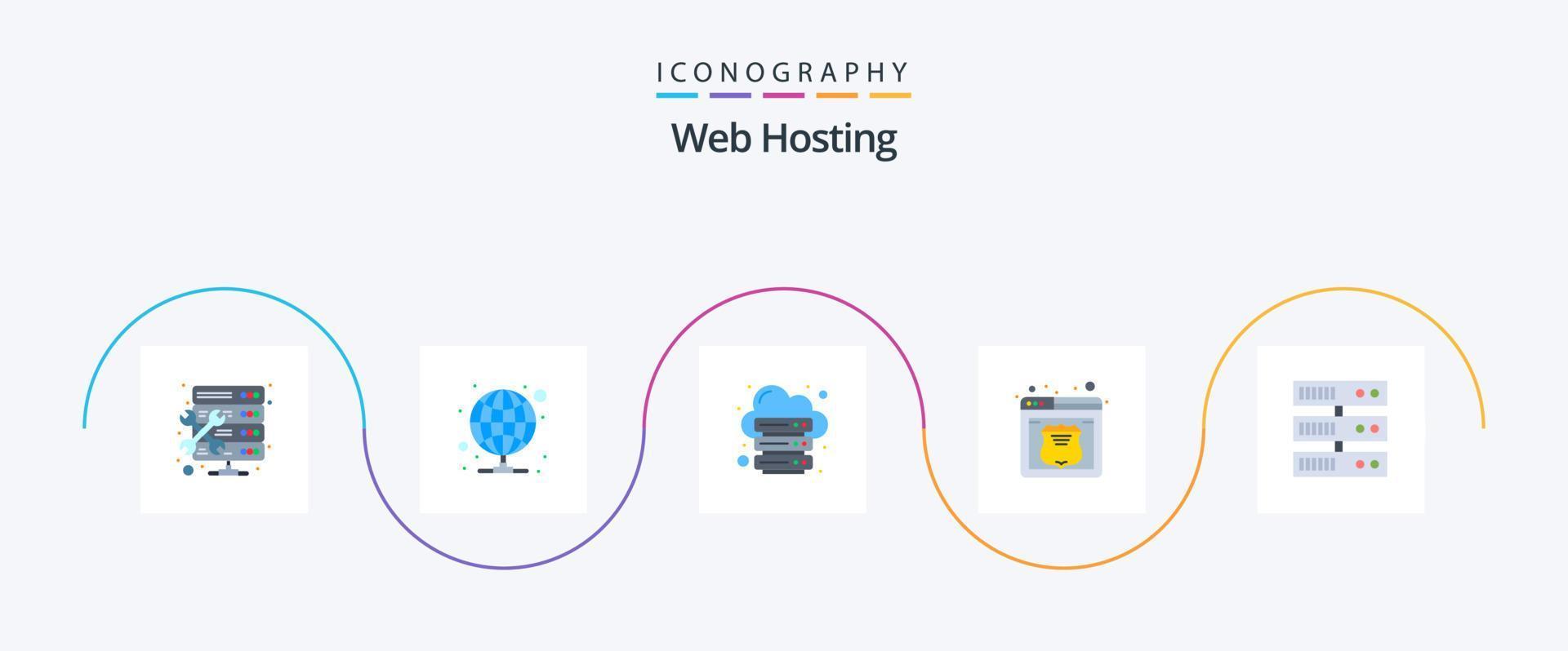 Web Hosting Flat 5 Icon Pack Including backup. service. database. security. web vector