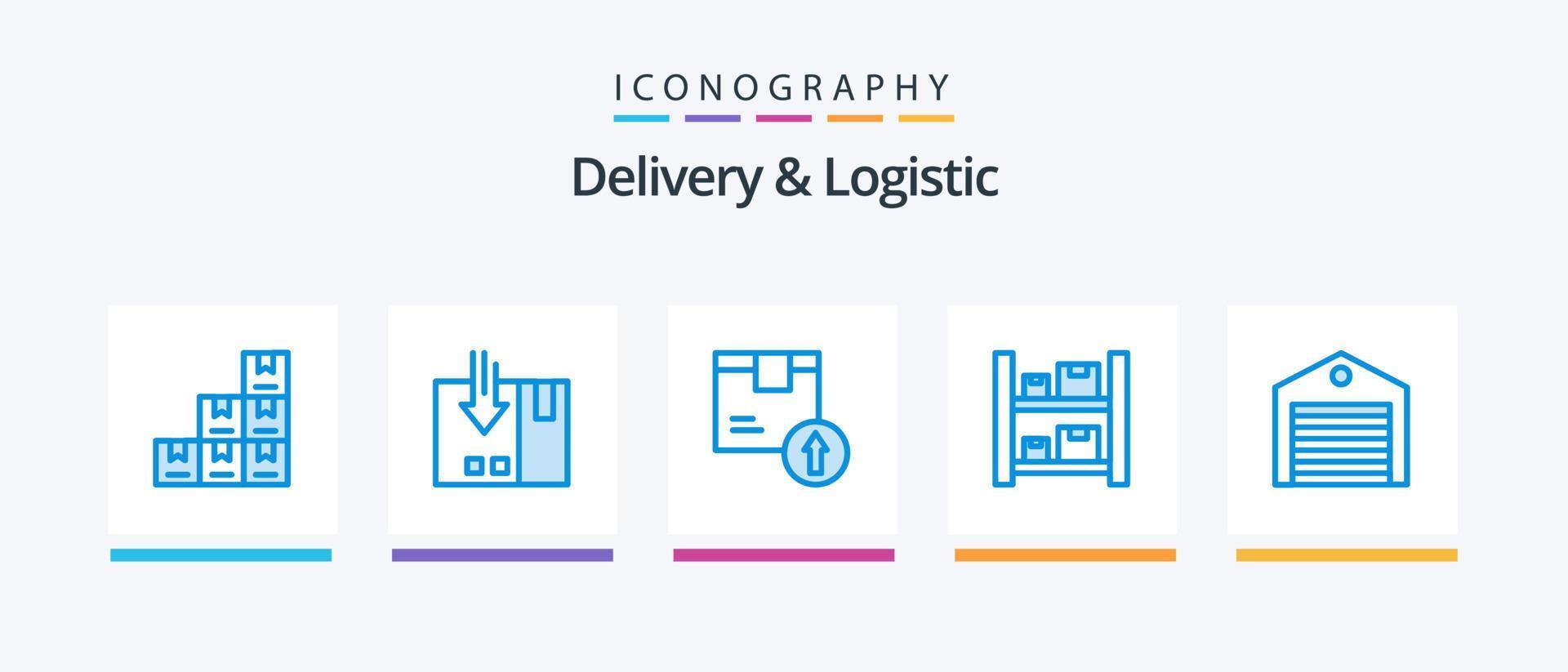 Delivery And Logistic Blue 5 Icon Pack Including warehouse. boxes. service. box. logistic. Creative Icons Design vector