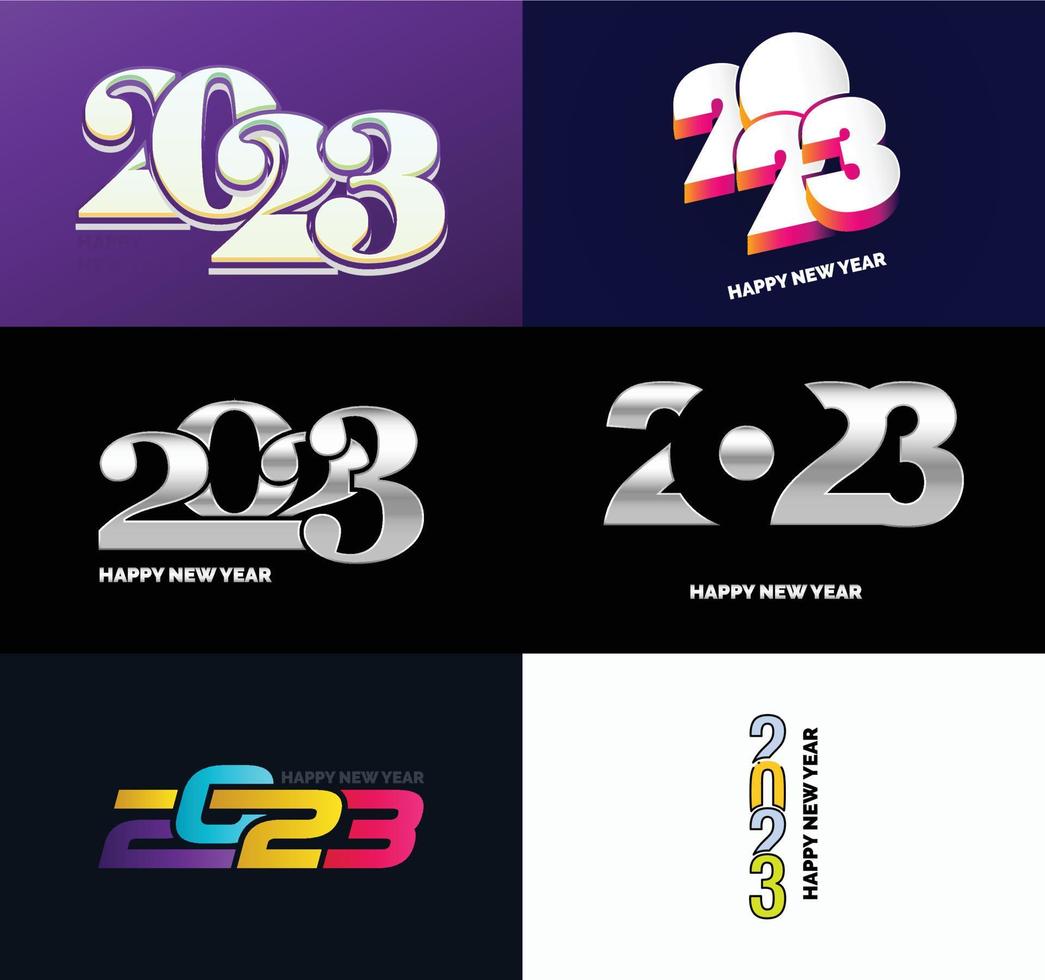 Big Collection of 2023 Happy New Year symbols Cover of business diary for 2023 with wishes vector