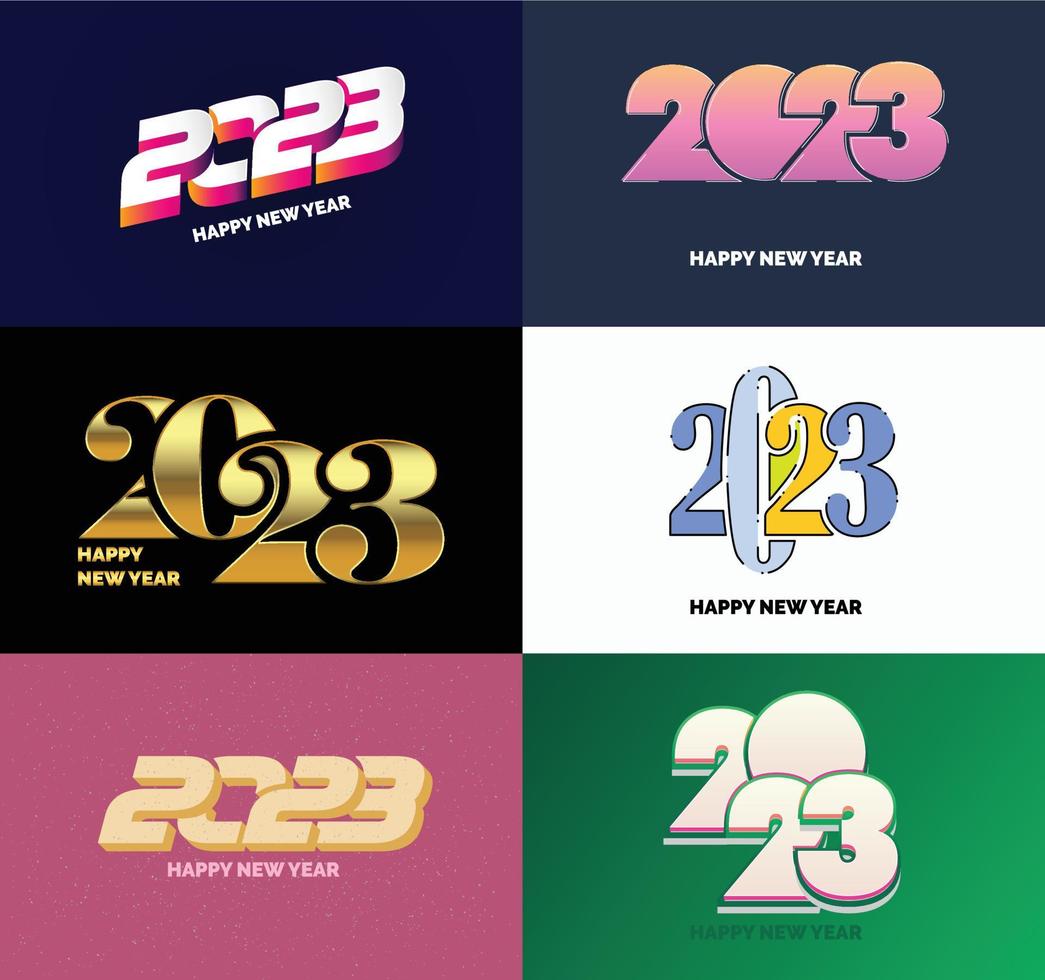 Big Set of 2023 Happy New Year logo text design 2023 number design template vector