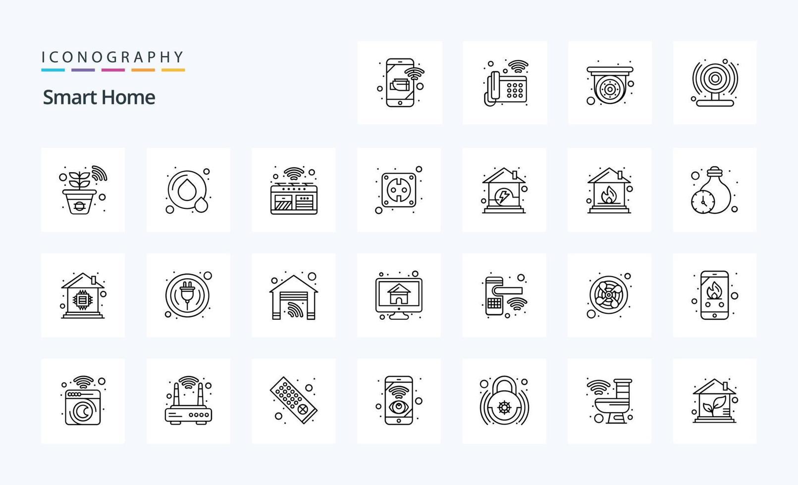 25 Smart Home Line icon pack vector