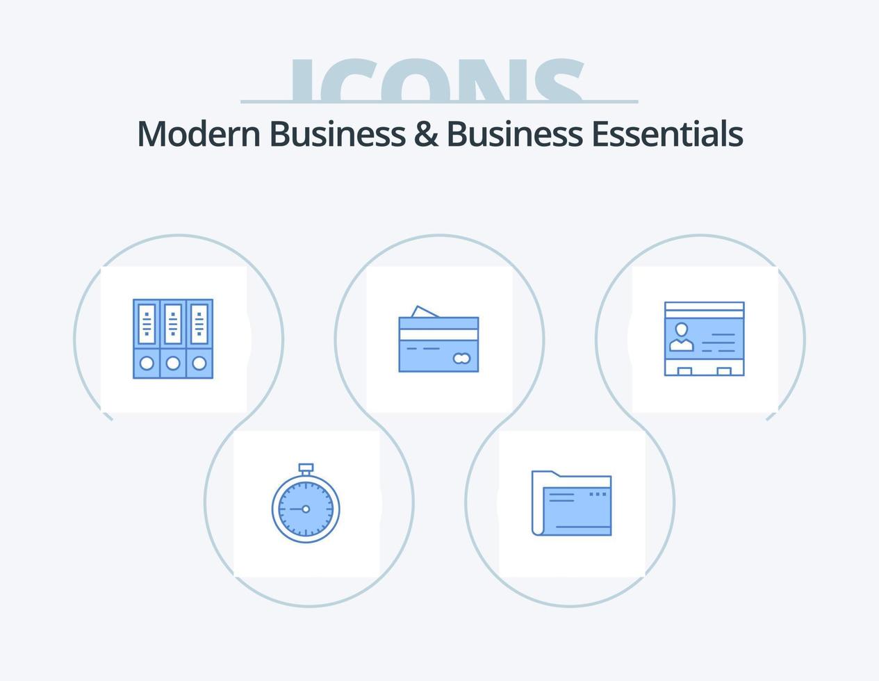 Modern Business And Business Essentials Blue Icon Pack 5 Icon Design. database. archive. archive. files. file vector