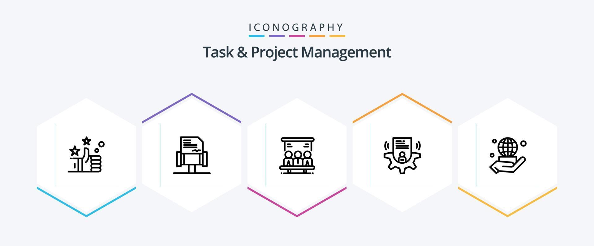 Task And Project Management 25 Line icon pack including card. user . setting . user vector