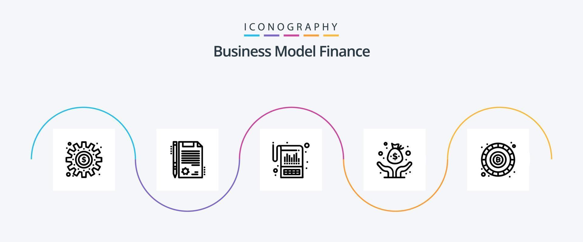 Finance Line 5 Icon Pack Including bitcoin. investor. account. fund. statements vector