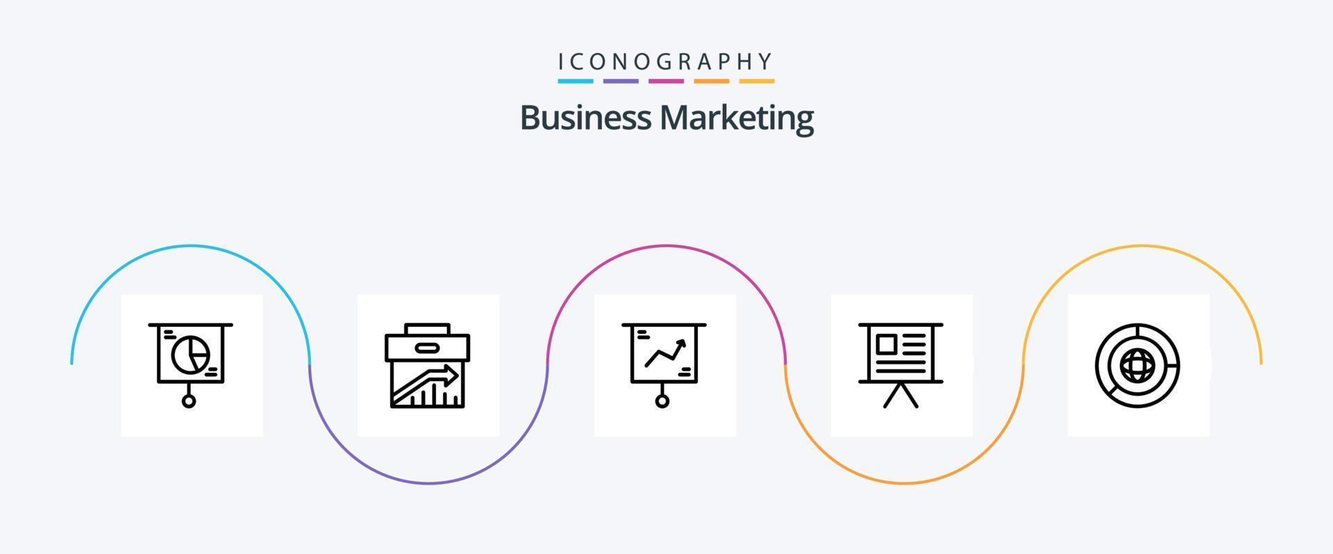 paquete de iconos de la línea 5 de marketing empresarial que incluye gráfico. negocio. gestión. presentación. finanzas vector