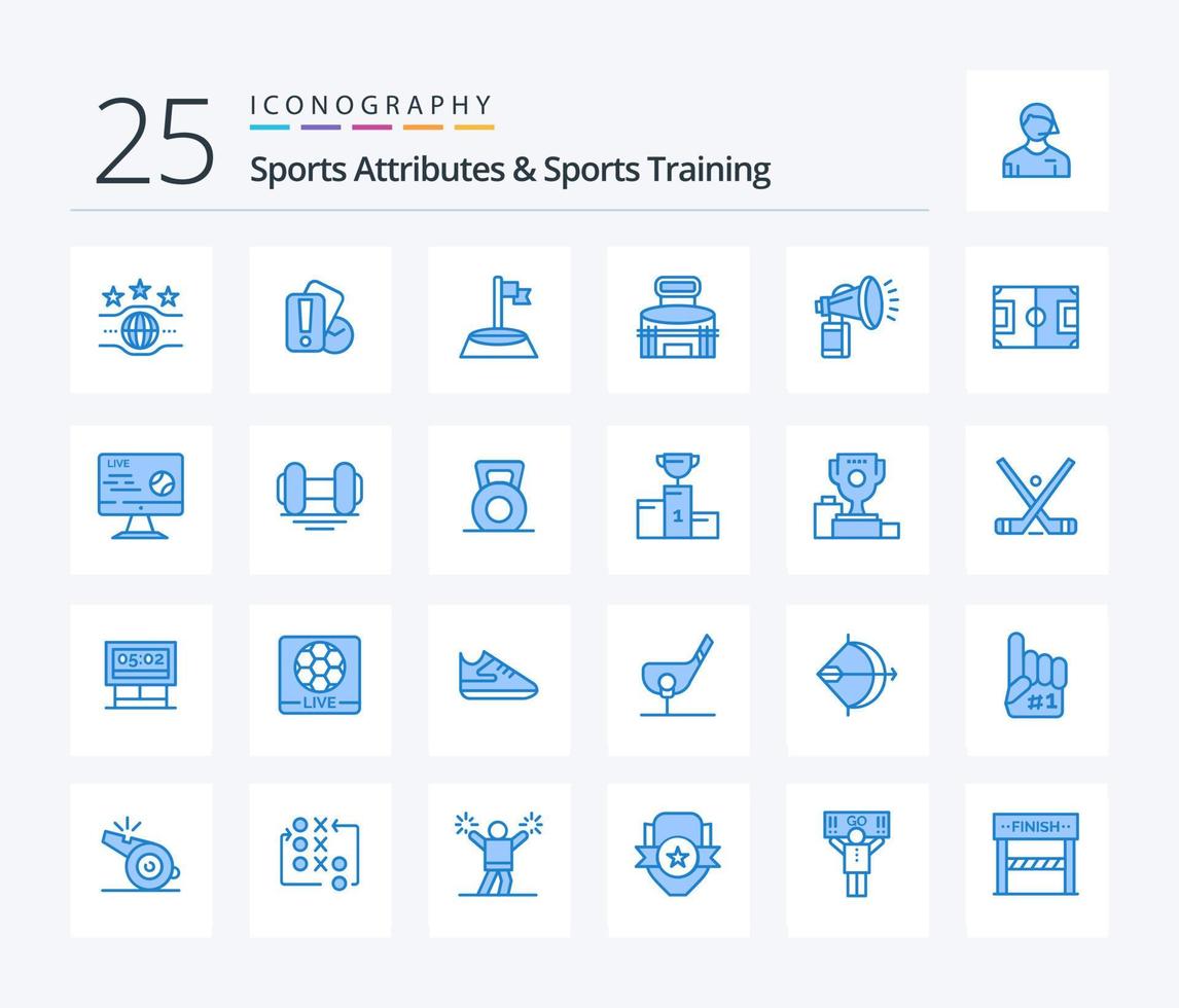 Sports Atributes And Sports Training 25 Blue Color icon pack including air. sport. corner. game. building vector