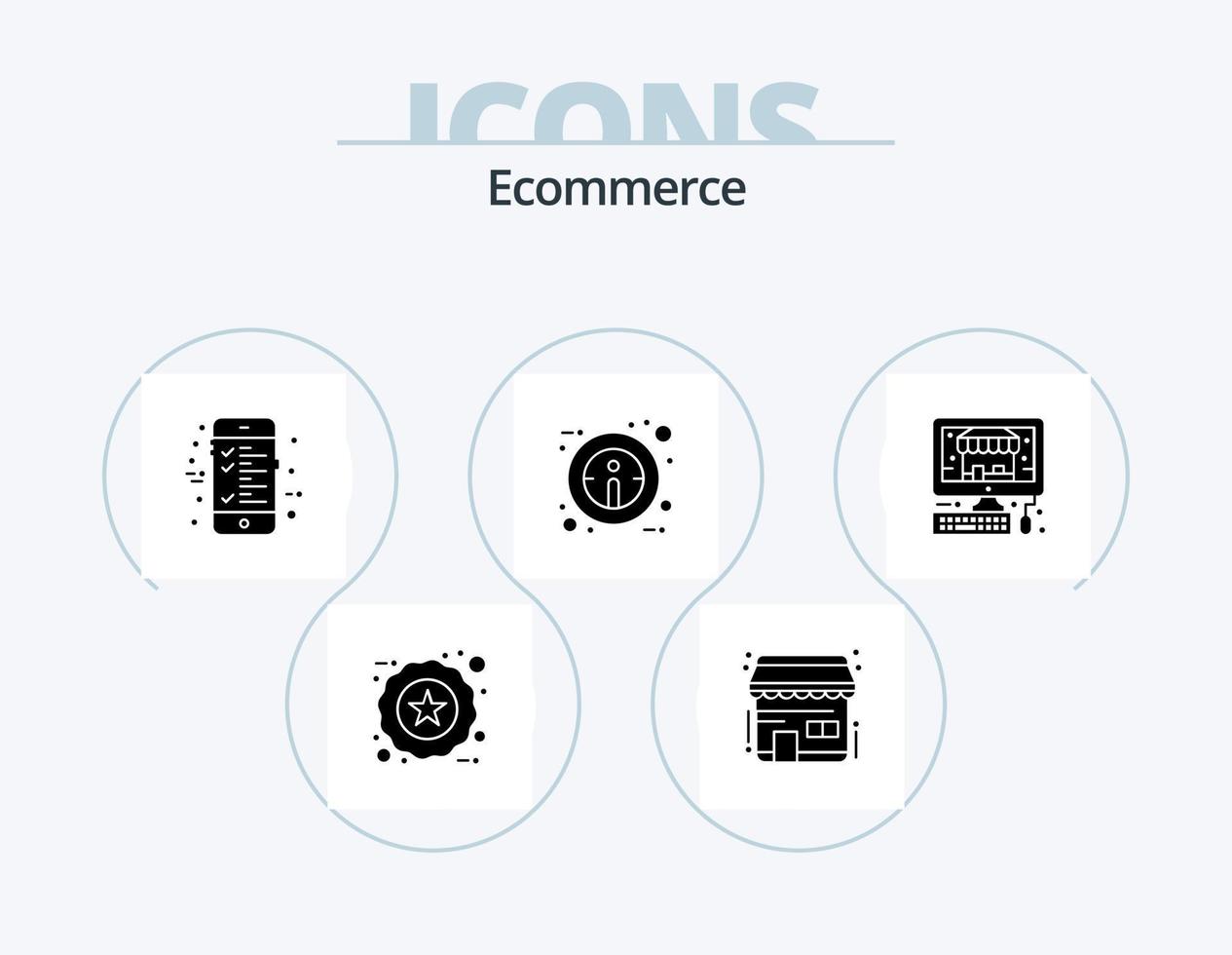 Ecommerce Glyph Icon Pack 5 Icon Design. . pc. bill. ecommerce. information vector