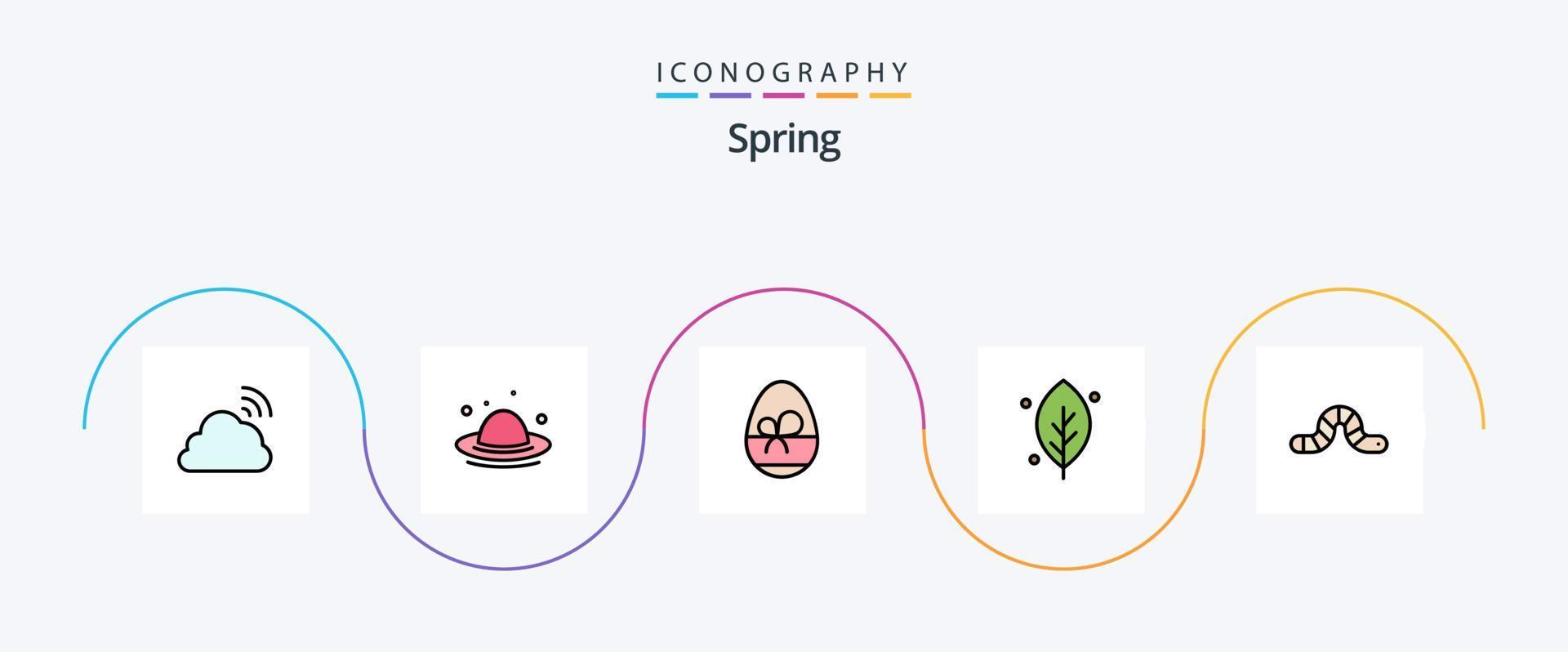 paquete de iconos de 5 planos llenos de línea de primavera que incluye animales. naturaleza. primavera. hoja. comer vector