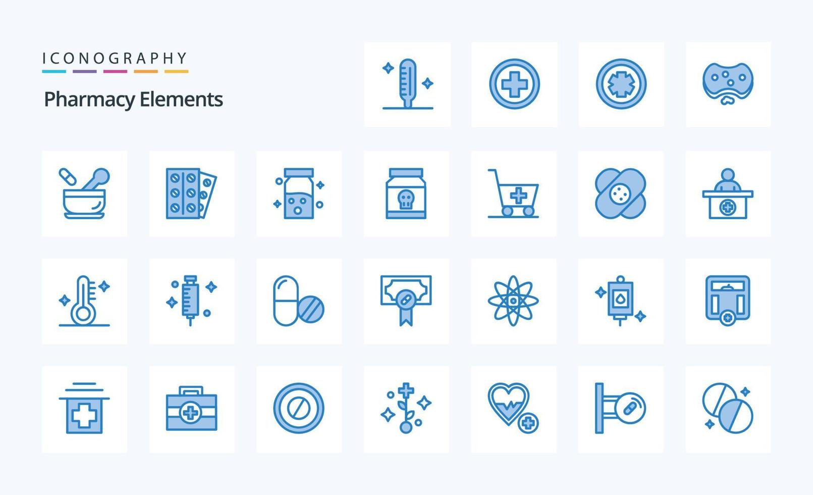 25 Pharmacy Elements Blue icon pack vector