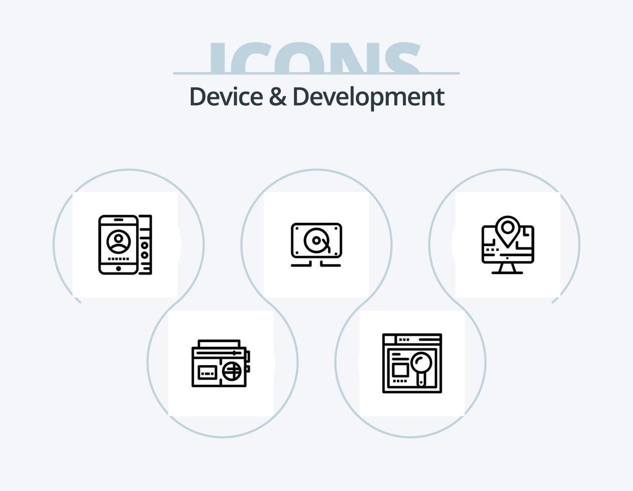 Device And Development Line Icon Pack 5 Icon Design. cell . device. text. report. web vector