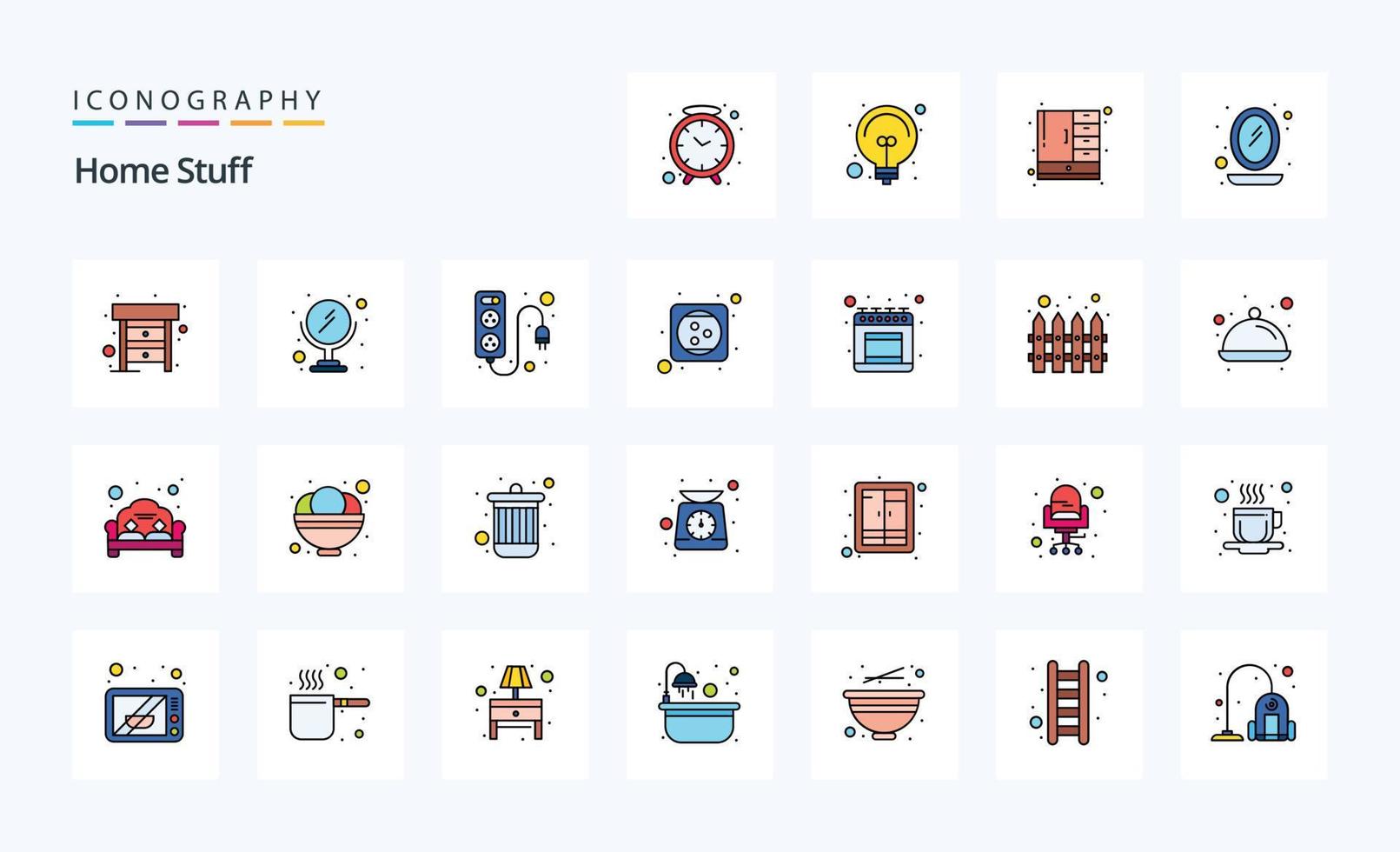 25 Home Stuff Line Filled Style icon pack vector