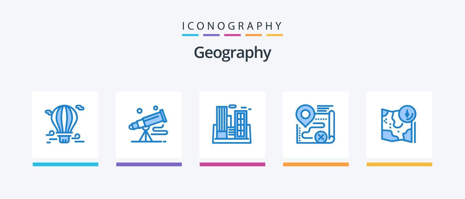 Geo Graphy Blue 5 Icon Pack Including target. map. astronomy. company. polution. Creative Icons Design vector
