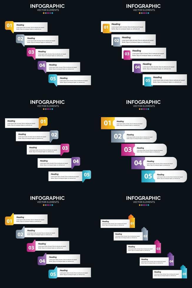 impresiona a tu audiencia con nuestros diagramas de ciclo de 5 pasos y cronogramas. vector