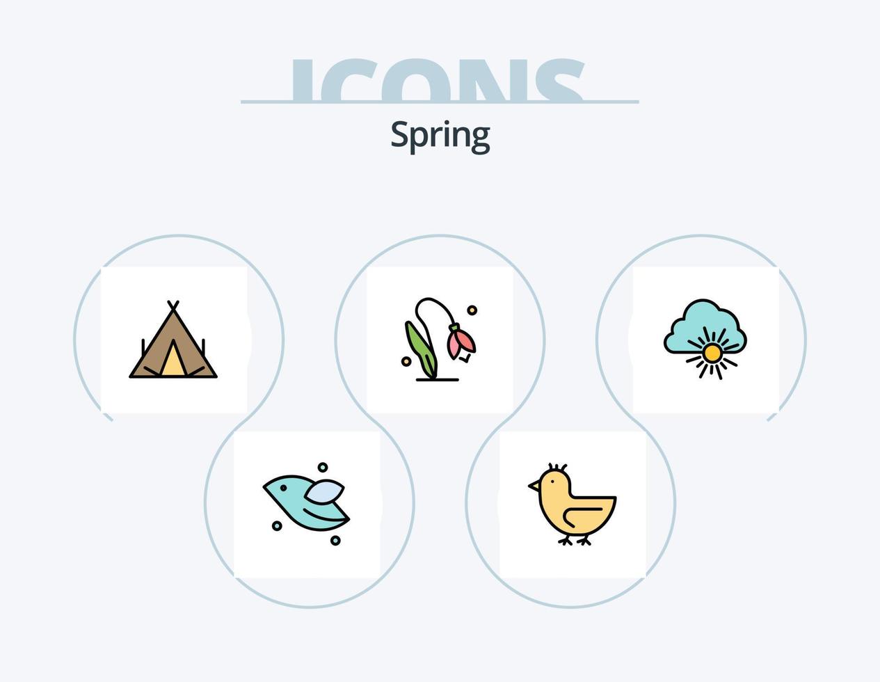 Spring Line Filled Icon Pack 5 Icon Design. spring. floral. spring. flower. nature vector