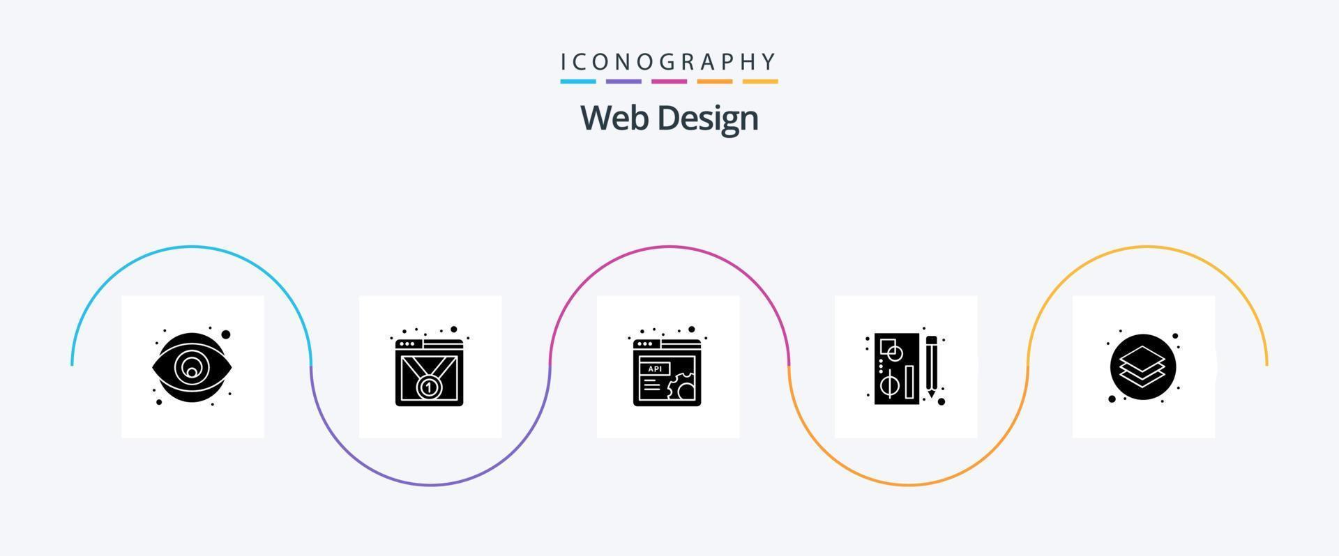 Web Design Glyph 5 Icon Pack Including design. tools. design. pen. edit vector