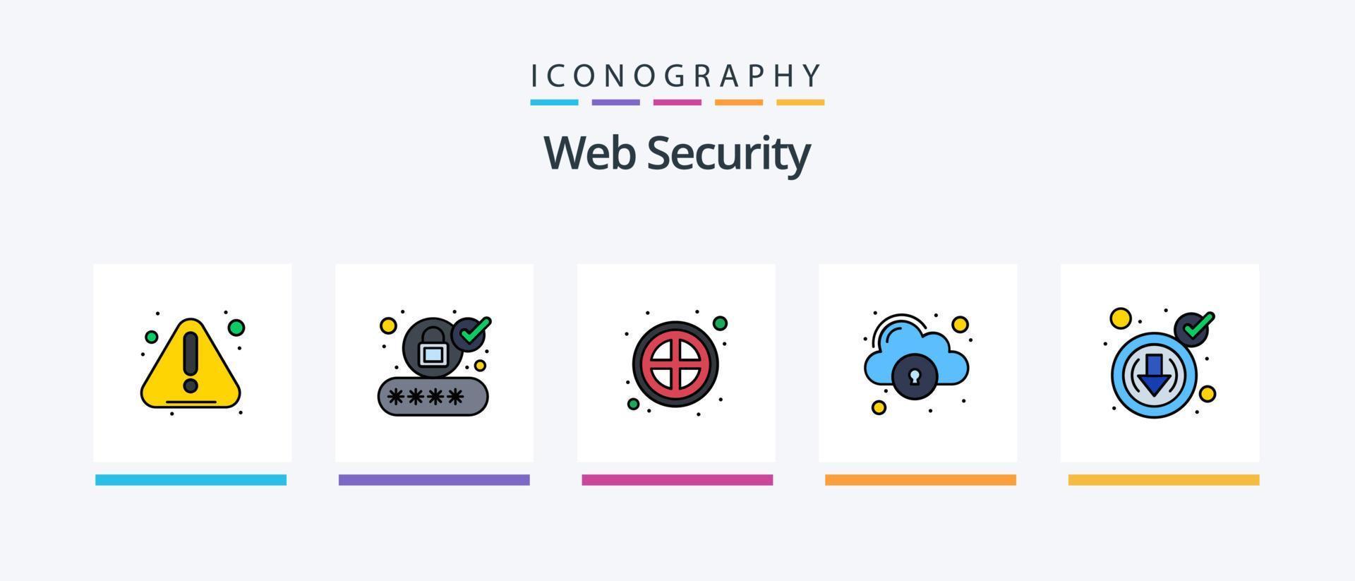 Web Security Line Filled 5 Icon Pack Including security. wifi. virus. signal. lock. Creative Icons Design vector