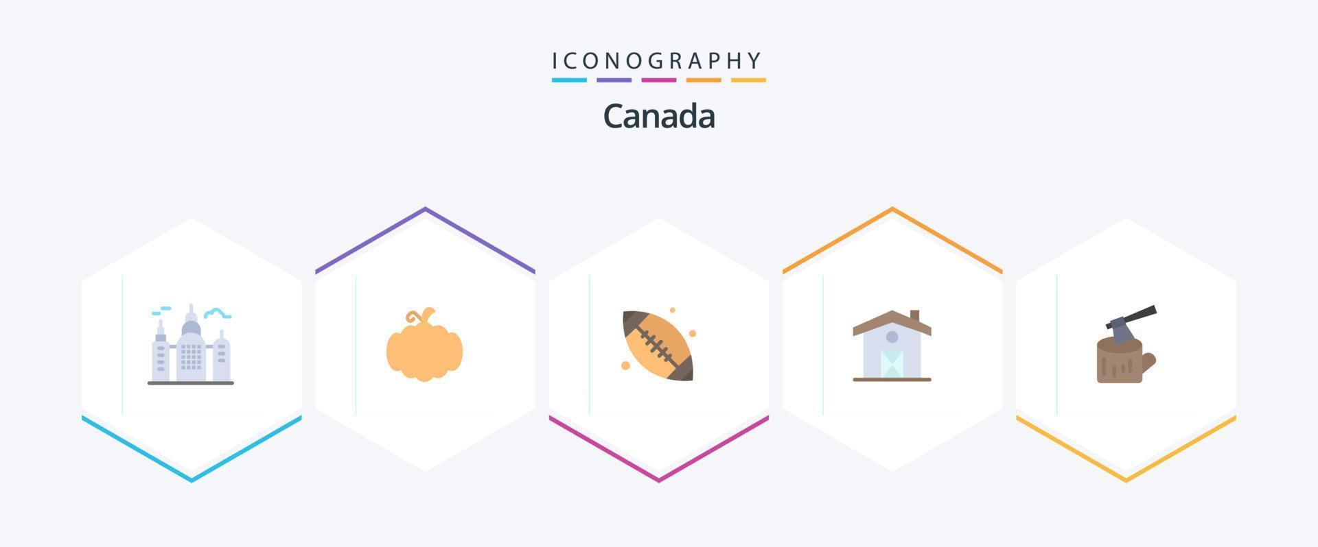 Canadá 25 paquete de iconos planos que incluye madera. registro. pelota. hacha. casa vector