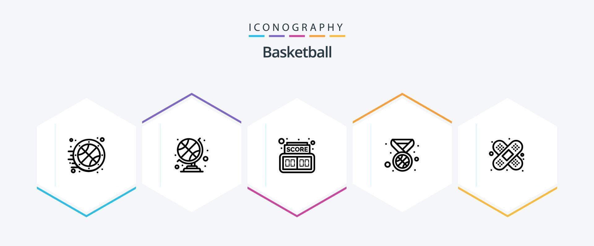 Basketball 25 Line icon pack including . injury. digital. bandage. prize vector
