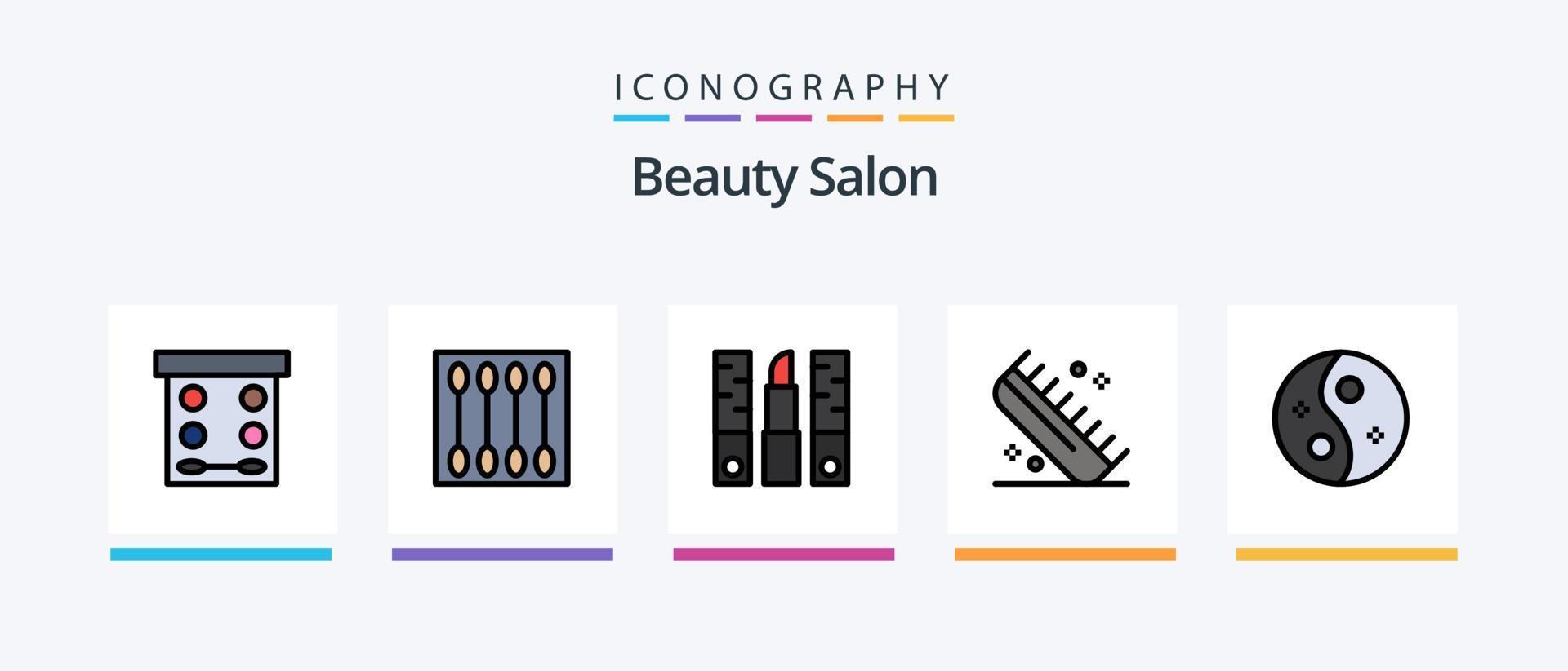 la línea del salón de belleza llenó el paquete de 5 iconos, incluido el espejo. belleza. cerrar salón. baño. hidratante. diseño de iconos creativos vector