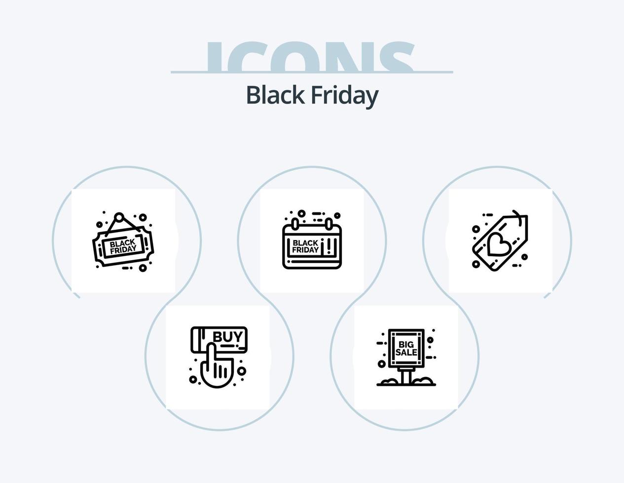 Black Friday Line Icon Pack 5 Icon Design. collect. shopping. big sale. gift. coupon vector