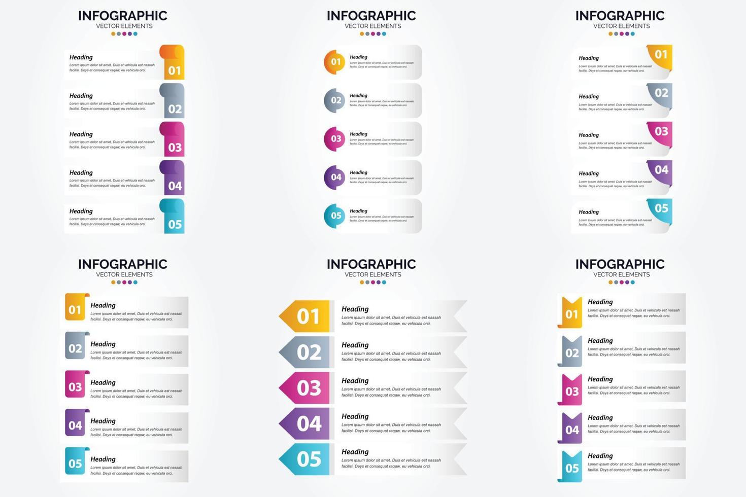 The flat design vector infographics in this set are ideal for advertising in a brochure. flyer. or magazine.