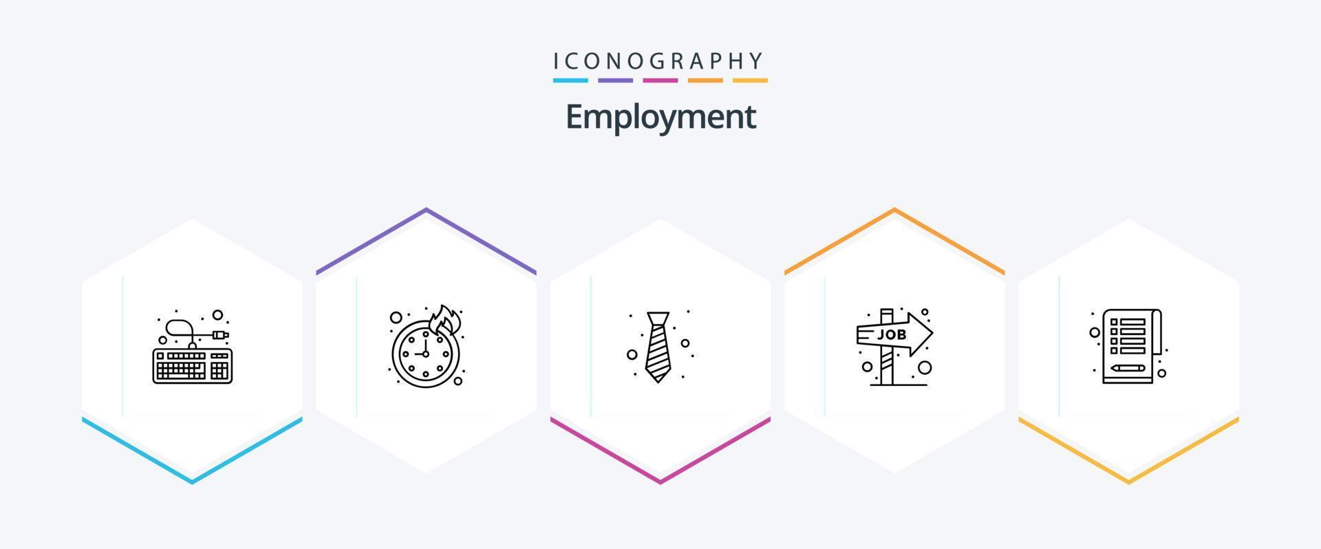 Employment 25 Line icon pack including clipboard. opportunity. office. job direction. career vector