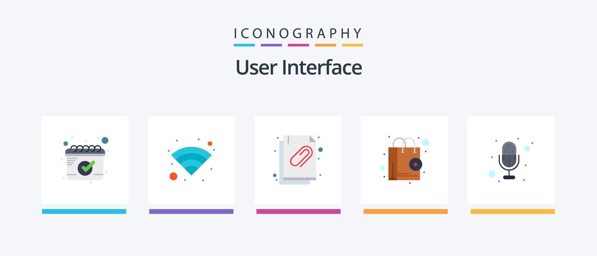 User Interface Flat 5 Icon Pack Including . recording. document. mic. shop. Creative Icons Design vector