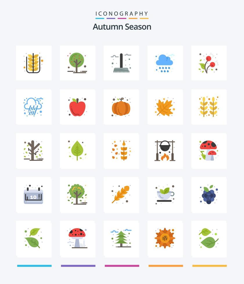 Creative Autumn 25 Flat icon pack  Such As weather. cloud. tree. autumn. garden vector