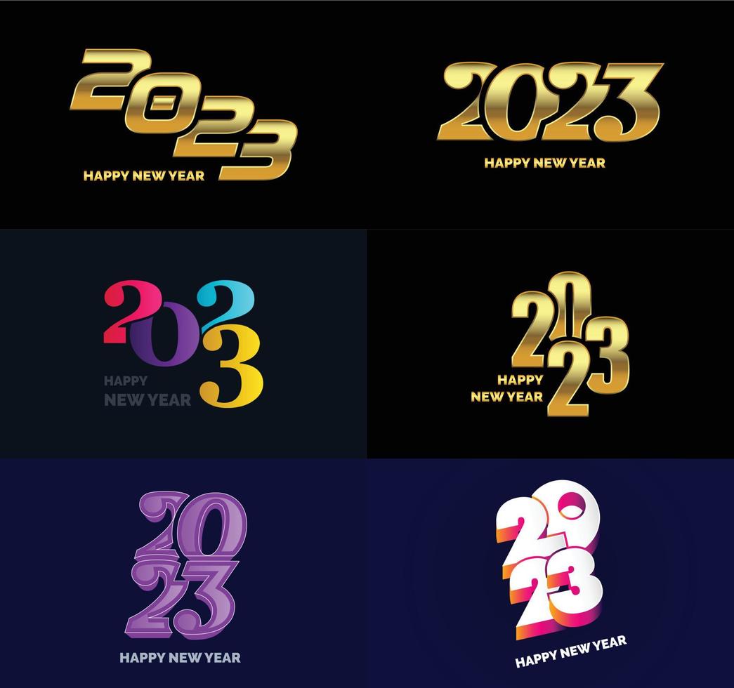 Big Collection of 2023 Happy New Year symbols Cover of business diary for 2023 with wishes vector