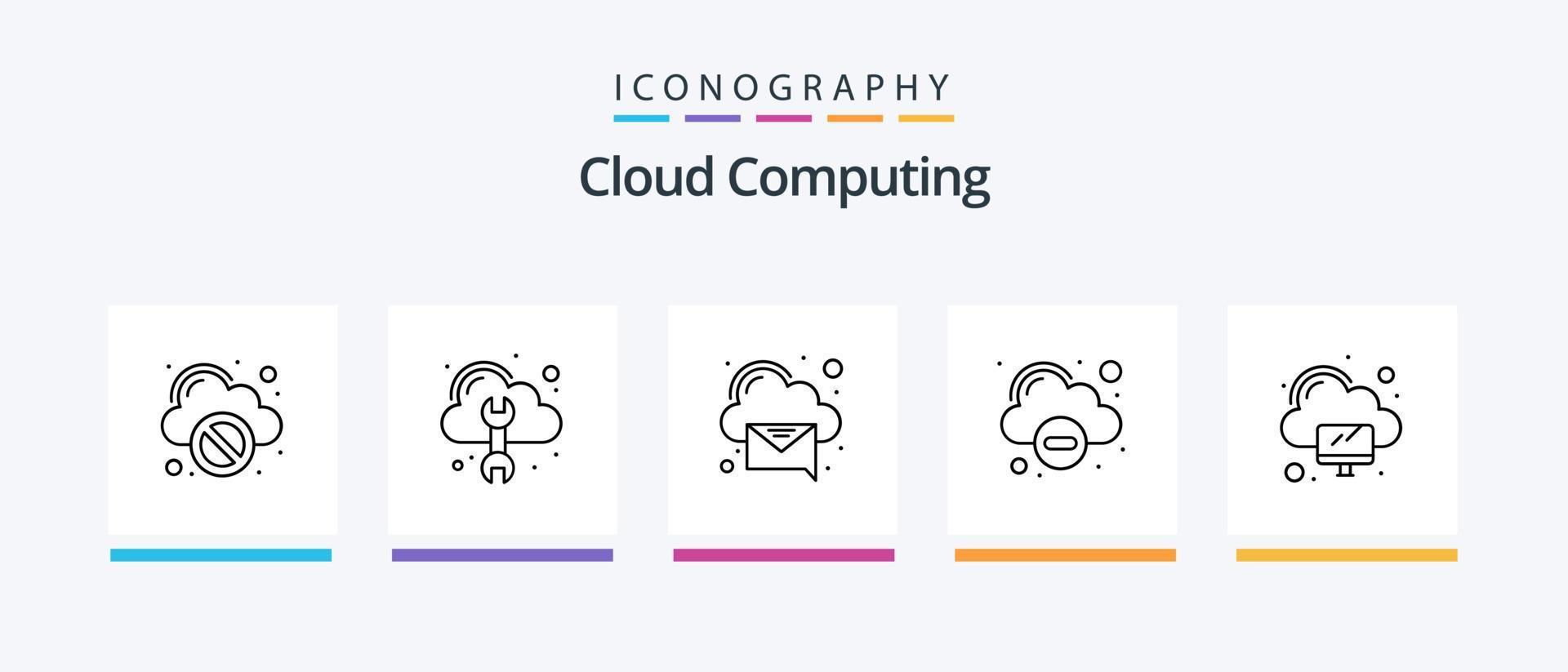 Cloud Computing Line 5 Icon Pack Including folder. rating. network. cloud. Creative Icons Design vector