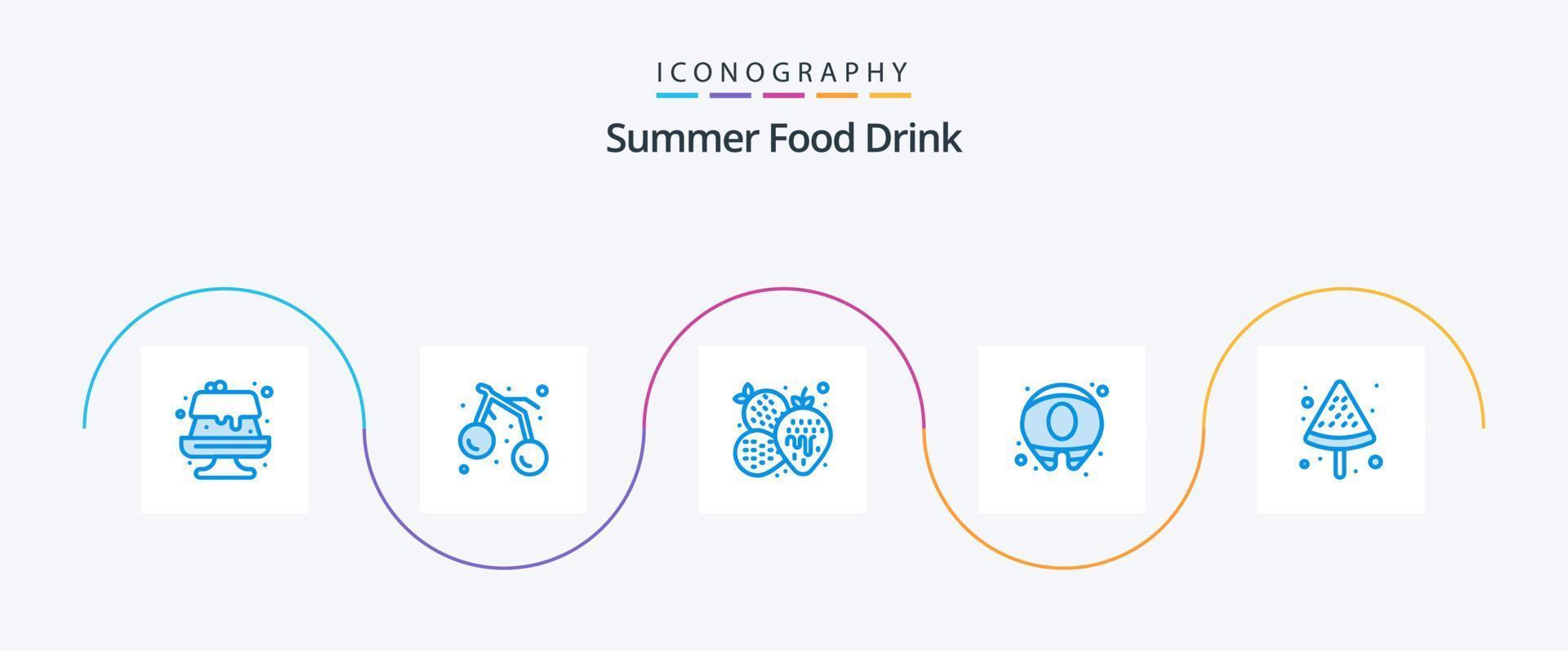 Summer Food Drink Blue 5 Icon Pack Including . food. food. pizza. food vector