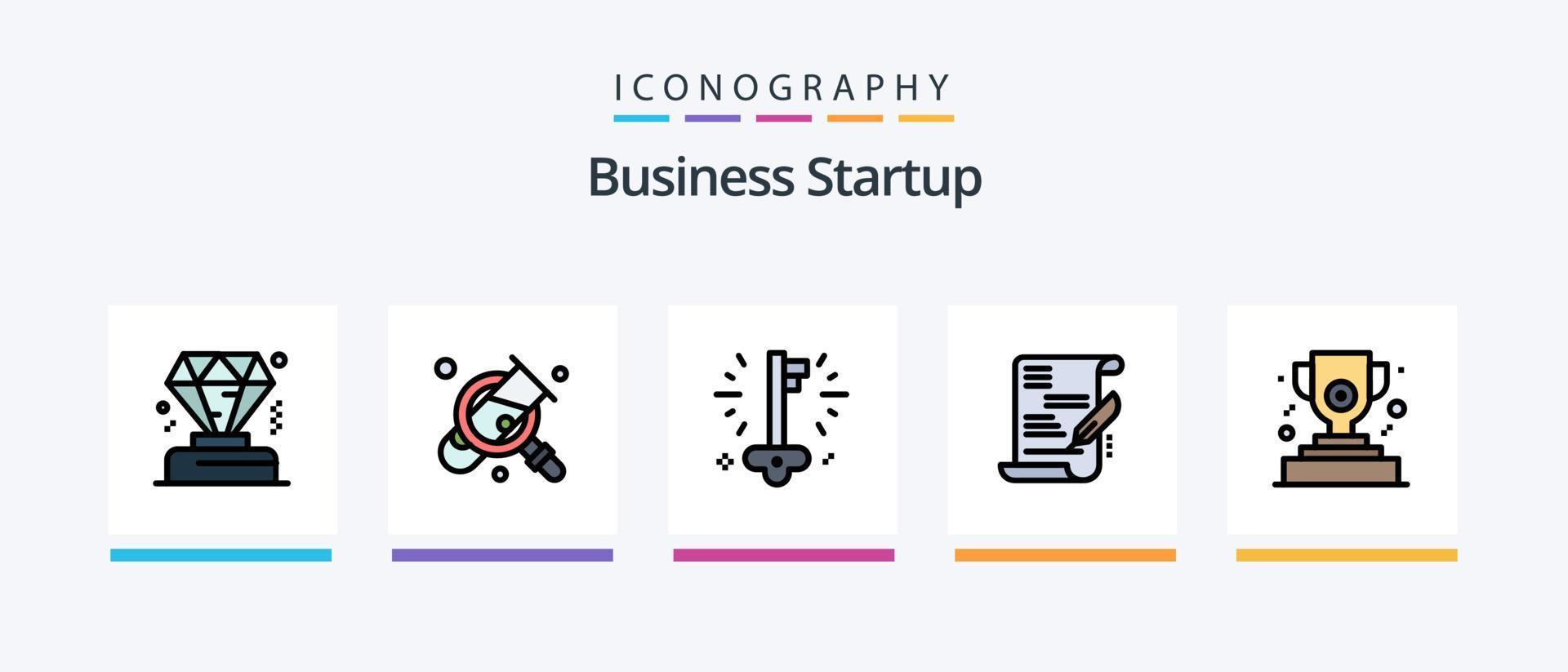 Business Startup Line Filled 5 Icon Pack Including search. tub . business . medal. Creative Icons Design vector