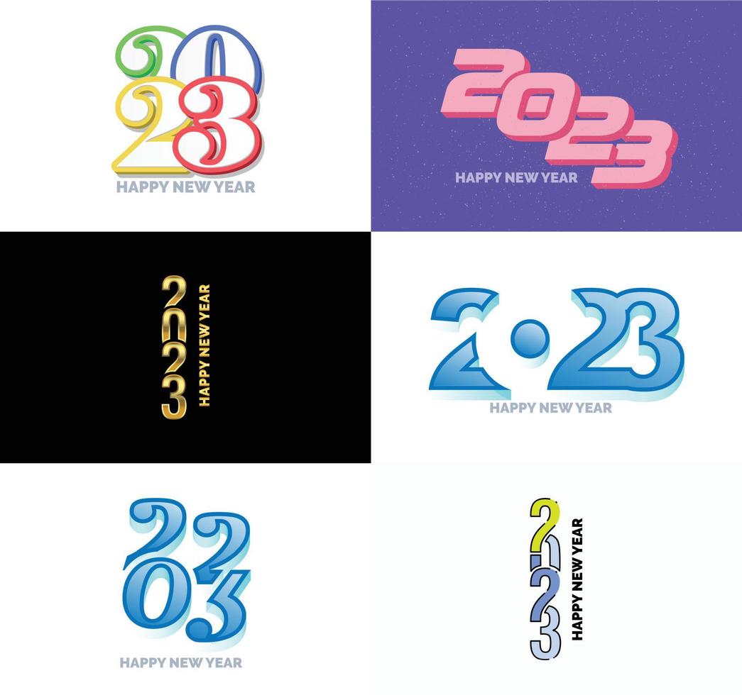 Big Set of 2023 Happy New Year logo text design 2023 number design template vector