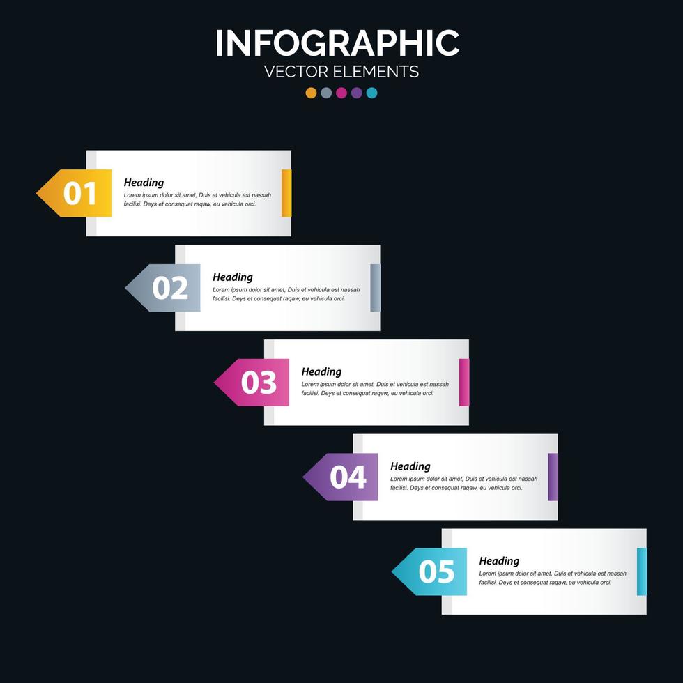 5 Option Infographics diagram annual report web design Business concept steps or processes vector