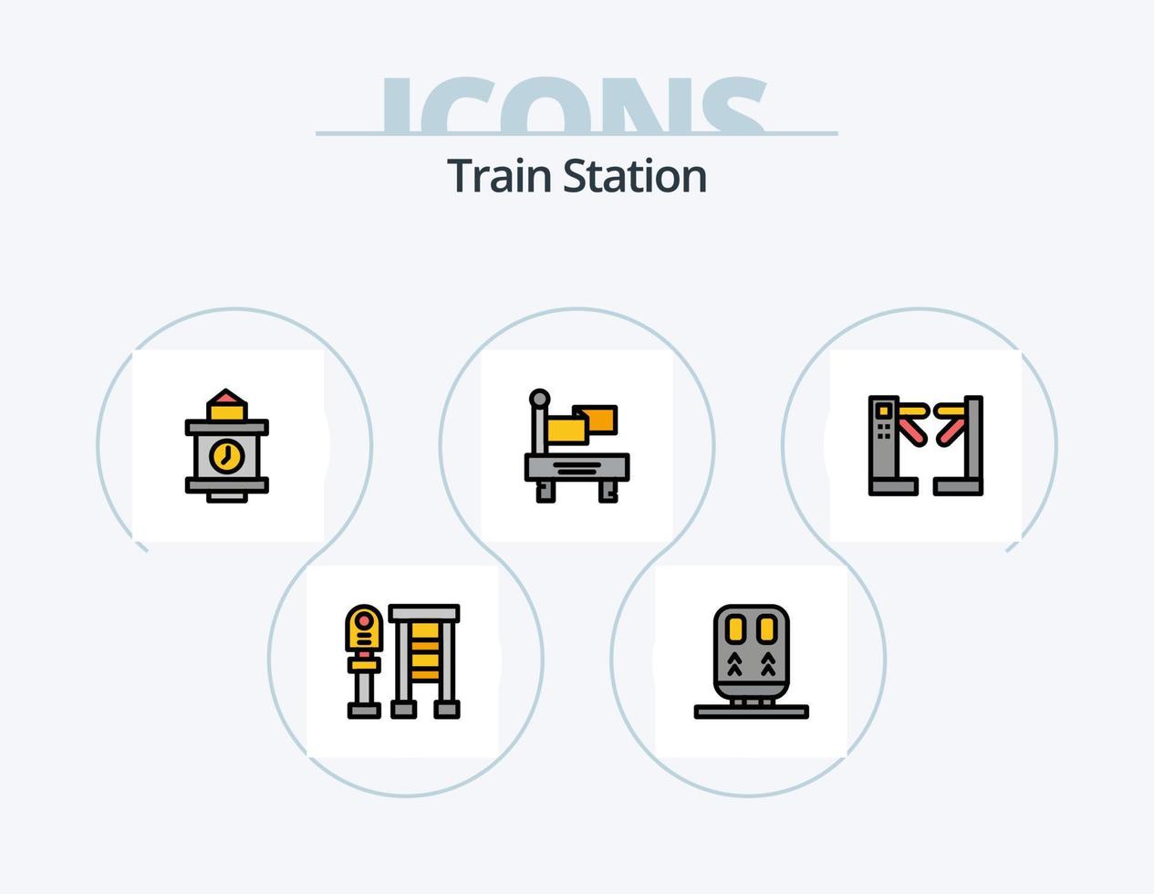 línea de estación de tren lleno de icono paquete 5 diseño de icono. alfiler. ubicación. habitación. subterráneo. control vector