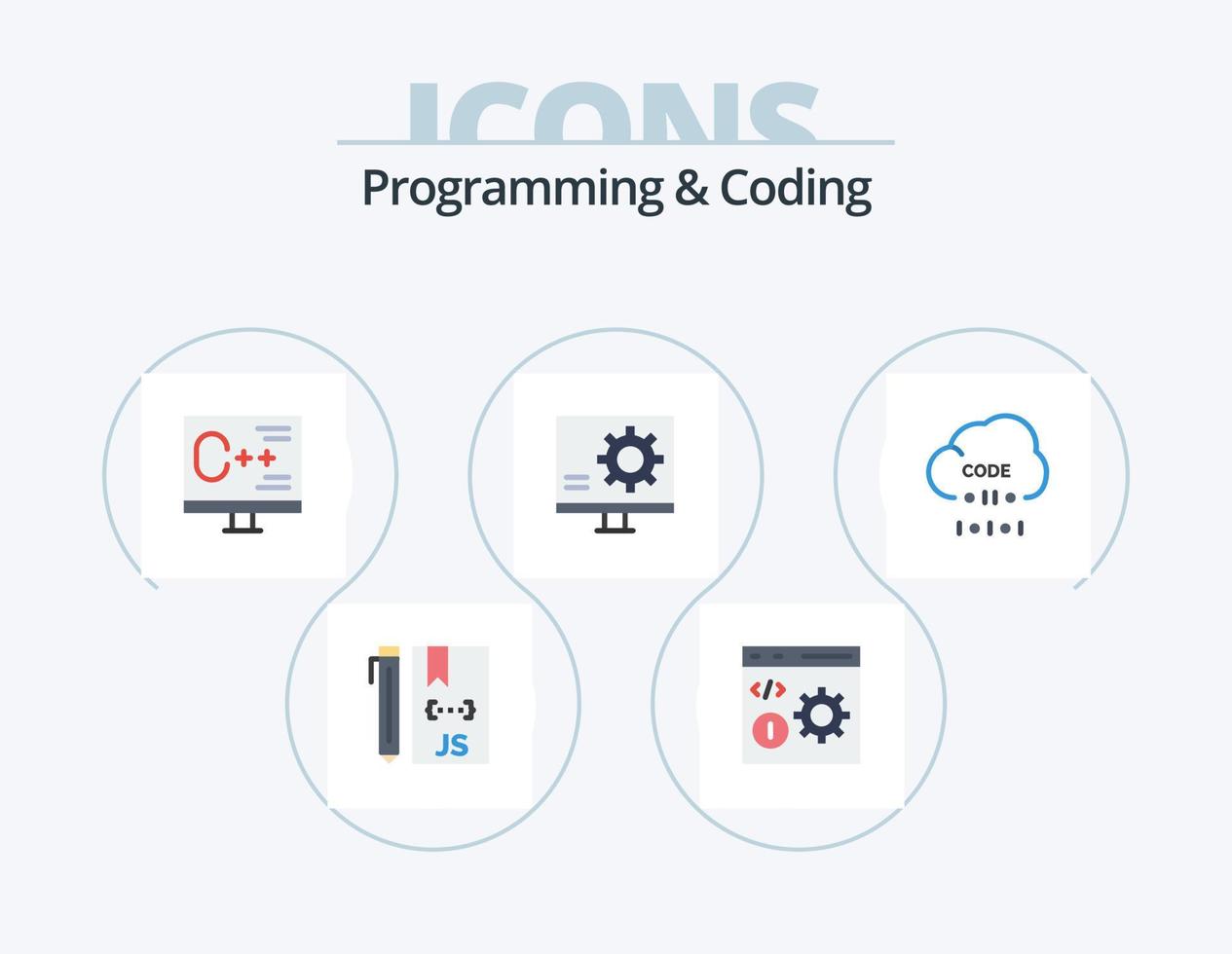 programación y codificación flat icon pack 5 diseño de iconos. desarrollar. navegador. error. programación. desarrollar vector