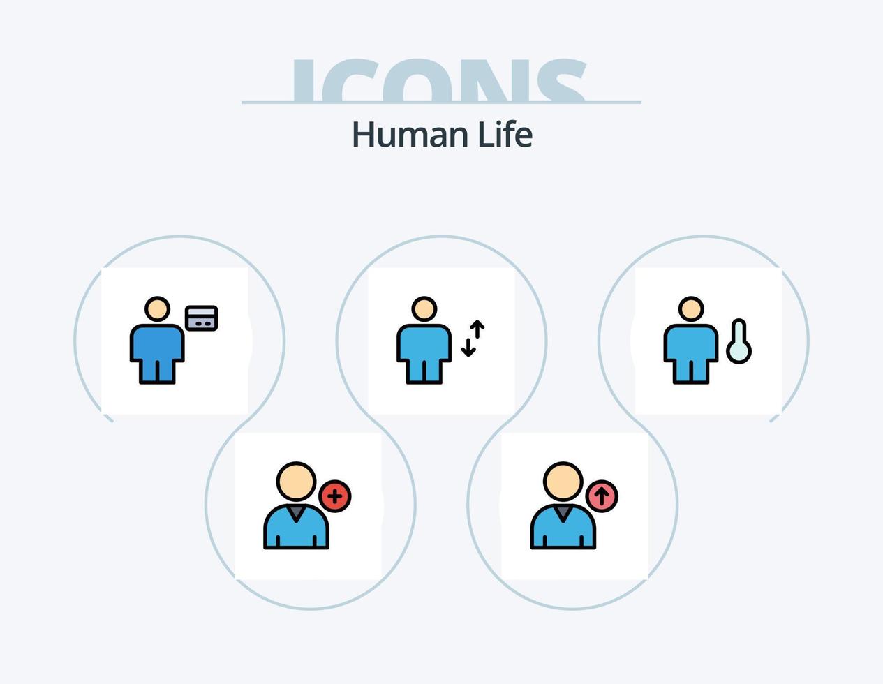 Human Line Filled Icon Pack 5 Icon Design. friend. user. avatar. up. debit vector