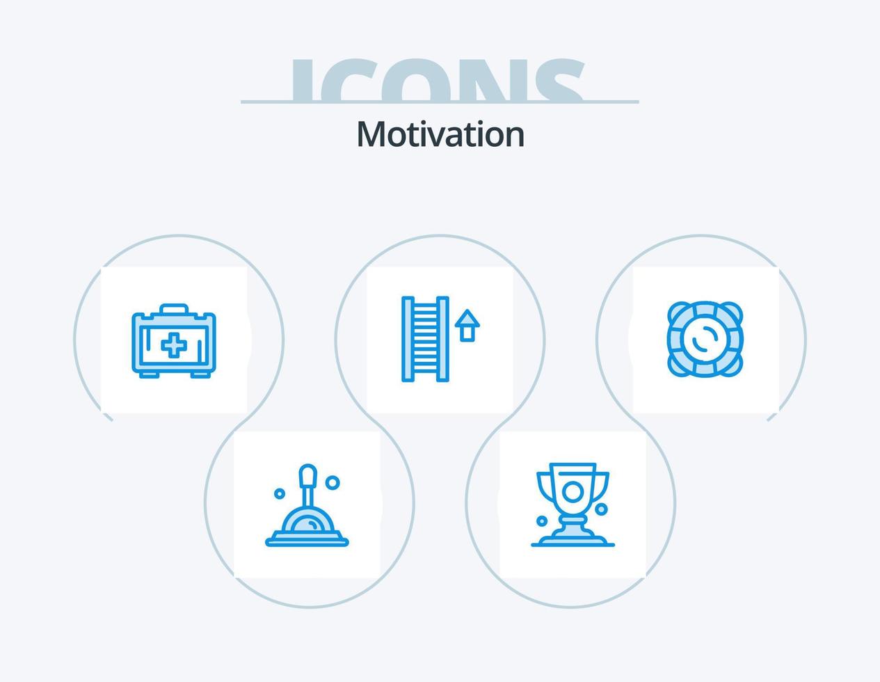 Motivation Blue Icon Pack 5 Icon Design. float. safety. health bag. protection. staircase vector