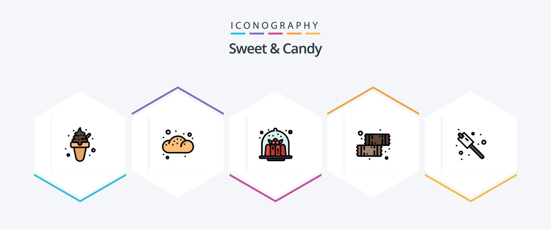 Sweet And Candy 25 FilledLine icon pack including camping. food. brownie. dessert. food vector